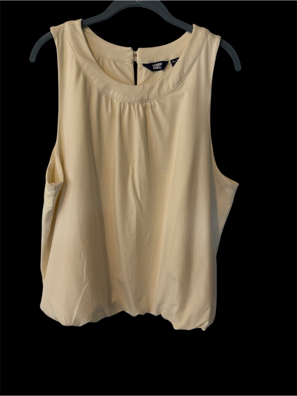 Lands' End Light Cream Sleeveless Pleated Tank